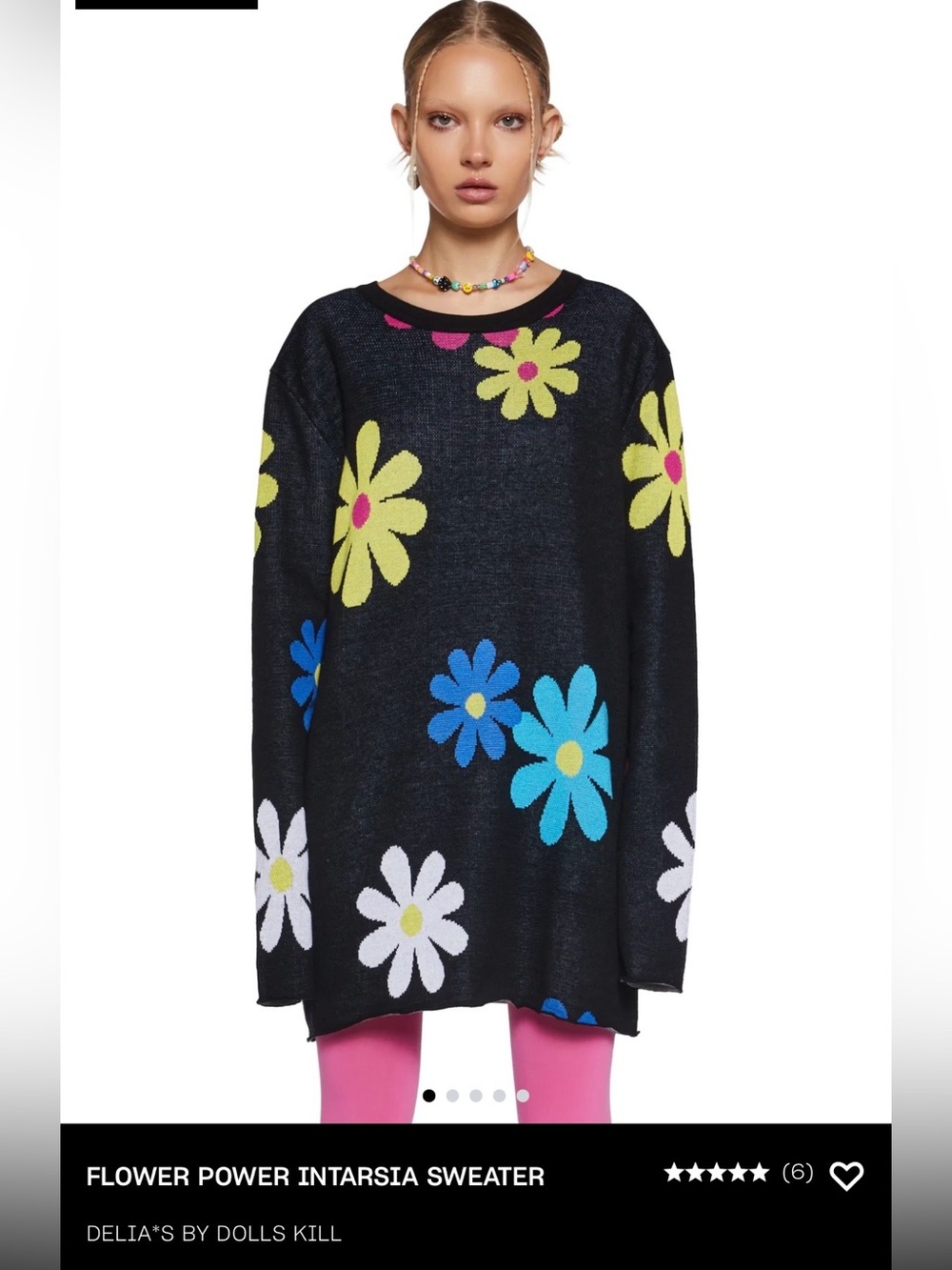 FLOWER POWER SWEATER, black w/colors by Delia’s for “Dolks Kill” SZ. SMALL, NWT.